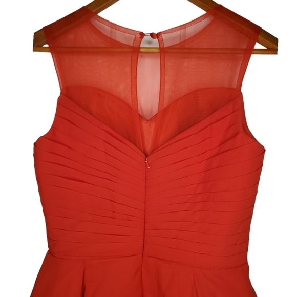 Vintage Cherry Red Chiffon Mesh Sheer Sweetheart Neckline Dress Size 6 - Picture 6 of 10